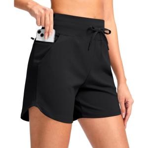 imageG Gradual Womens 5quot Athletic Running Shorts with Zip Pockets Stretchy Quick Dry High Waisted for Workout Gym HikingBlack
