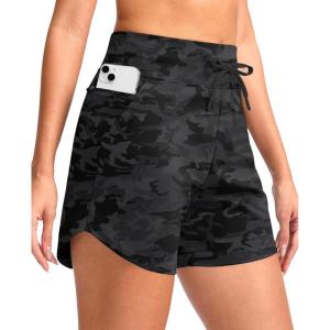 imageG Gradual Womens 5quot Athletic Running Shorts with Zip Pockets Stretchy Quick Dry High Waisted for Workout Gym HikingBlack Camo