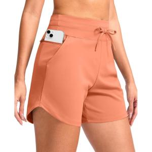 imageG Gradual Womens 5quot Athletic Running Shorts with Zip Pockets Stretchy Quick Dry High Waisted for Workout Gym HikingCoral