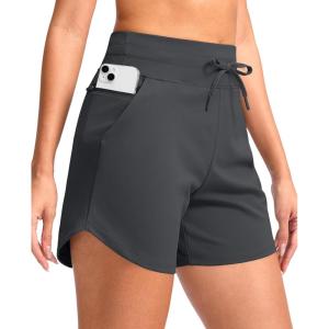imageG Gradual Womens 5quot Athletic Running Shorts with Zip Pockets Stretchy Quick Dry High Waisted for Workout Gym HikingDark Grey