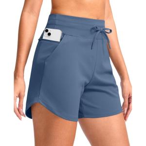 imageG Gradual Womens 5quot Athletic Running Shorts with Zip Pockets Stretchy Quick Dry High Waisted for Workout Gym HikingHaze Blue