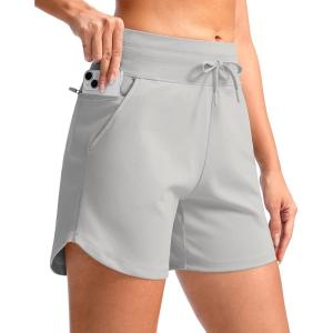 imageG Gradual Womens 5quot Athletic Running Shorts with Zip Pockets Stretchy Quick Dry High Waisted for Workout Gym HikingPale