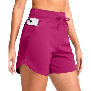 imageG Gradual Womens 5quot Athletic Running Shorts with Zip Pockets Stretchy Quick Dry High Waisted for Workout Gym HikingRose