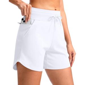 imageG Gradual Womens 5quot Athletic Running Shorts with Zip Pockets Stretchy Quick Dry High Waisted for Workout Gym HikingWhite