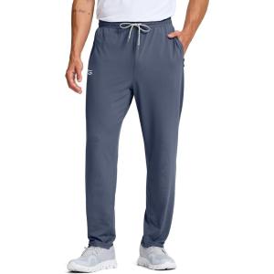 imageG Gradual Mens Sweatpants with Zipper Pockets Lightweight Athletic Workout Pants Soft Casual Lounge Sweat Pants for MensDusty Blue  White