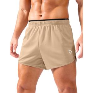 imageG Gradual Running Shorts for Men 35 inch Lightweight Breathable Gym Shorts with Brief Liner Athletic Training Workout SportKhaki