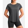 imageG Gradual Womens Workout Tops Short Sleeve Lightweight Athletic Yoga Running Shirts Loose Fit Quick Dry Gym TShirtsHeather Dark Grey