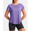 imageG Gradual Womens Workout Tops Short Sleeve Lightweight Athletic Yoga Running Shirts Loose Fit Quick Dry Gym TShirtsHeather Purple