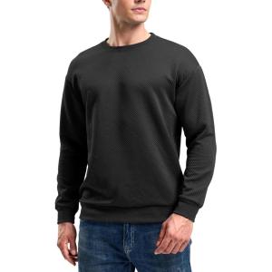 imageG Gradual Mens Sweatshirt Geometric Textured Crewneck Sweater Long Sleeves Casual Dressy Pullover ShirtsBlack