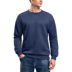 imageG Gradual Mens Sweatshirt Geometric Textured Crewneck Sweater Long Sleeves Casual Dressy Pullover ShirtsBright Navy