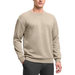 imageG Gradual Mens Sweatshirt Geometric Textured Crewneck Sweater Long Sleeves Casual Dressy Pullover ShirtsDusty White Khaki