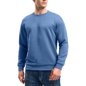 imageG Gradual Mens Sweatshirt Geometric Textured Crewneck Sweater Long Sleeves Casual Dressy Pullover ShirtsLight Grey Blue