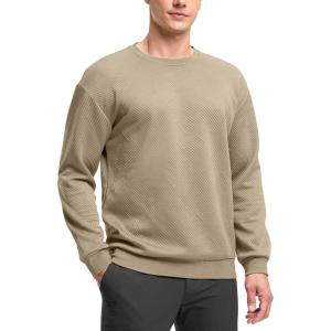 imageG Gradual Mens Sweatshirt Geometric Textured Crewneck Sweater Long Sleeves Casual Dressy Pullover ShirtsLight Khaki