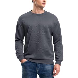 imageG Gradual Mens Sweatshirt Geometric Textured Crewneck Sweater Long Sleeves Casual Dressy Pullover ShirtsMetallic Grey