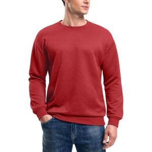 imageG Gradual Mens Sweatshirt Geometric Textured Crewneck Sweater Long Sleeves Casual Dressy Pullover ShirtsRed