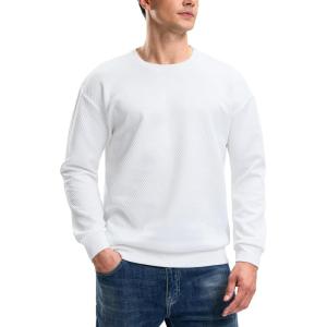 imageG Gradual Mens Sweatshirt Geometric Textured Crewneck Sweater Long Sleeves Casual Dressy Pullover ShirtsWhite