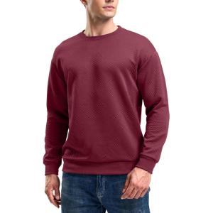 imageG Gradual Mens Sweatshirt Geometric Textured Crewneck Sweater Long Sleeves Casual Dressy Pullover ShirtsWine