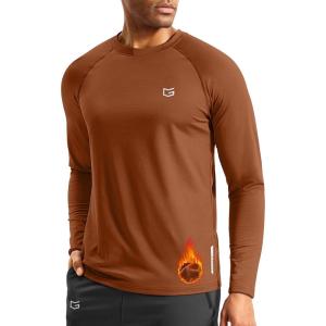 imageG Gradual Mens Thermal Shirts Long Sleeve Athletic Workout TShirts Crewneck Fleece Lind Base Layer for Men Cold WeatherCaramel