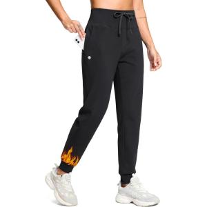imageG Gradual Womens Fleece Lined Joggers with Zipper Pocket Water Resistant Running Hiking Pants Winter Warm Thermal SweatpantsBlack
