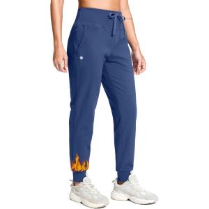 imageG Gradual Womens Fleece Lined Joggers with Zipper Pocket Water Resistant Running Hiking Pants Winter Warm Thermal SweatpantsDark Blue