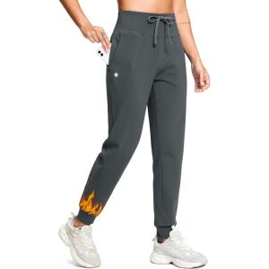 imageG Gradual Womens Fleece Lined Joggers with Zipper Pocket Water Resistant Running Hiking Pants Winter Warm Thermal SweatpantsDark Grey