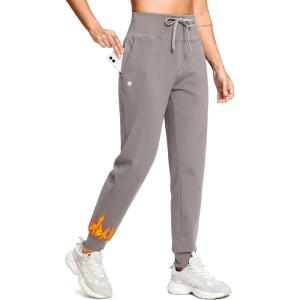 imageG Gradual Womens Fleece Lined Joggers with Zipper Pocket Water Resistant Running Hiking Pants Winter Warm Thermal SweatpantsDusty Grey