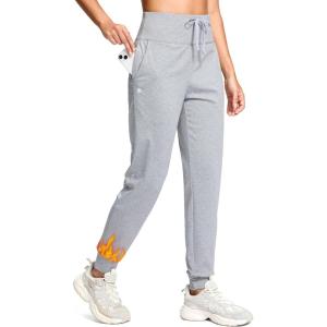 imageG Gradual Womens Fleece Lined Joggers with Zipper Pocket Water Resistant Running Hiking Pants Winter Warm Thermal SweatpantsHeather Grey