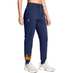 imageG Gradual Womens Fleece Lined Joggers with Zipper Pocket Water Resistant Running Hiking Pants Winter Warm Thermal SweatpantsNavy