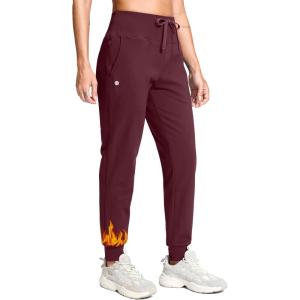 imageG Gradual Womens Fleece Lined Joggers with Zipper Pocket Water Resistant Running Hiking Pants Winter Warm Thermal SweatpantsWine