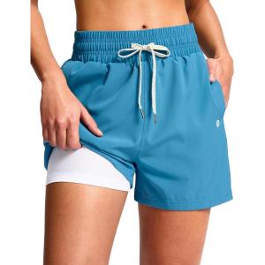 imageG Gradual Womens Swim Shorts 4quot Quick Dry Board Shorts with Boxer Liner Deep Pockets Trunks for Water Fun Beach Surf PoolBlue