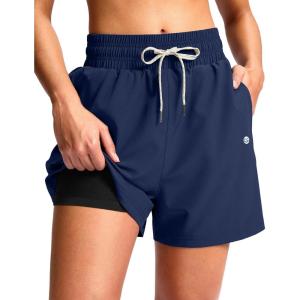 imageG Gradual Womens Swim Shorts 4quot Quick Dry Board Shorts with Boxer Liner Deep Pockets Trunks for Water Fun Beach Surf PoolNavy