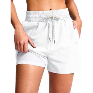 imageG Gradual Womens Swim Shorts 4quot Quick Dry Board Shorts with Boxer Liner Deep Pockets Trunks for Water Fun Beach Surf PoolWhite