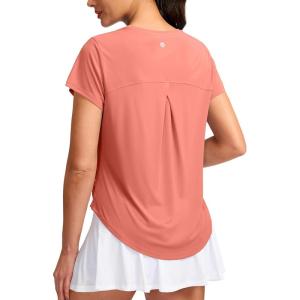 imageG Gradual Womens Workout Tops Short Sleeve Lightweight Athletic Yoga Running Shirts Loose Fit Quick Dry Gym TShirtsCoral Pink