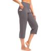 imageG Gradual Capri Pants for Women High Waist Workout Yoga Pants with Pockets Tummy Control Leggings Crop StraightDusty Grey