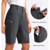 imageWomens Golf Hiking Shorts 9quot Stretch Quick Dry Cargo Bermuda Long Shorts Knee Length with Pockets for WomenDark Grey