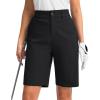 imageG Gradual Womens Golf Shorts with Pockets 9 Knee Length Stretch Quick Dry Bermuda Long Shorts for Women Casual WorkBlack