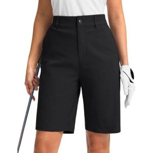 imageG Gradual Womens Golf Shorts with Pockets 9 Knee Length Stretch Quick Dry Bermuda Long Shorts for Women Casual WorkBlack