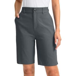 imageG Gradual Womens Golf Shorts with Pockets 9 Knee Length Stretch Quick Dry Bermuda Long Shorts for Women Casual WorkDark Grey