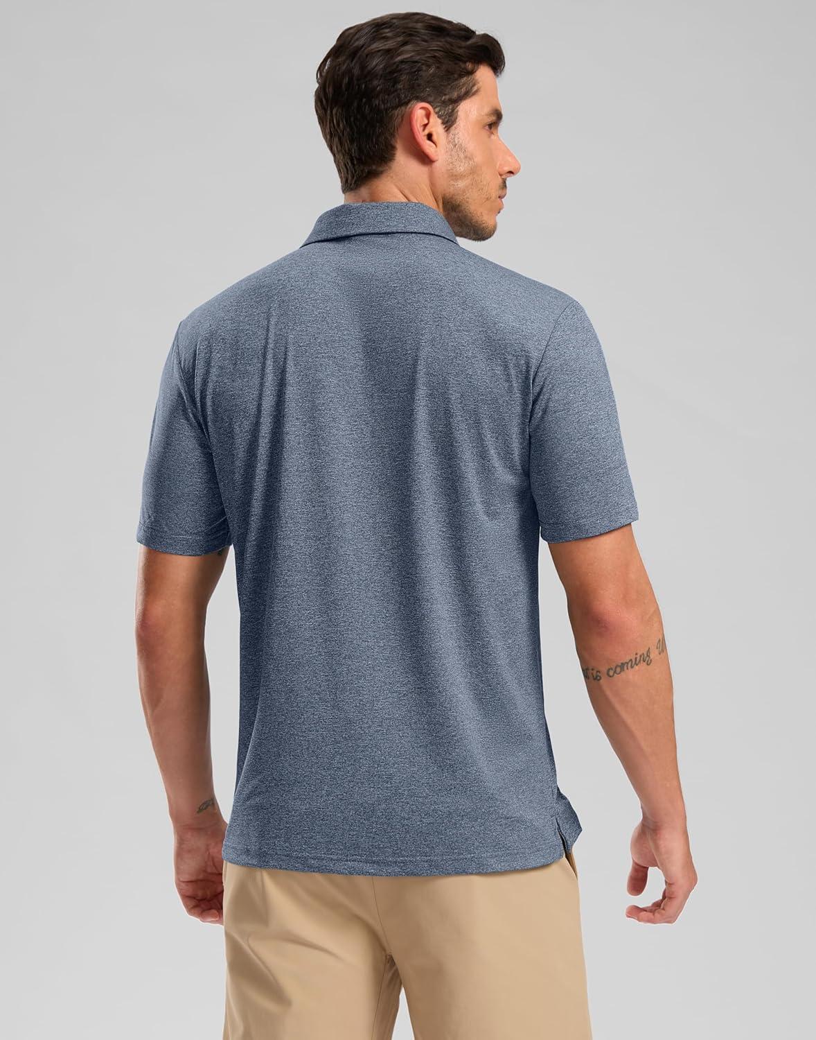 imageGolf Shirts Heather Polo Short Sleeve Dry Fit Lightweight Moisture Wicking Collared Shirts Casual Athletic BusinessDark Blue