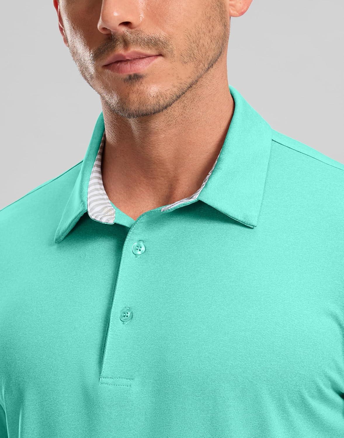 imageGolf Shirts Heather Polo Short Sleeve Dry Fit Lightweight Moisture Wicking Collared Shirts Casual Athletic BusinessEmerald Green