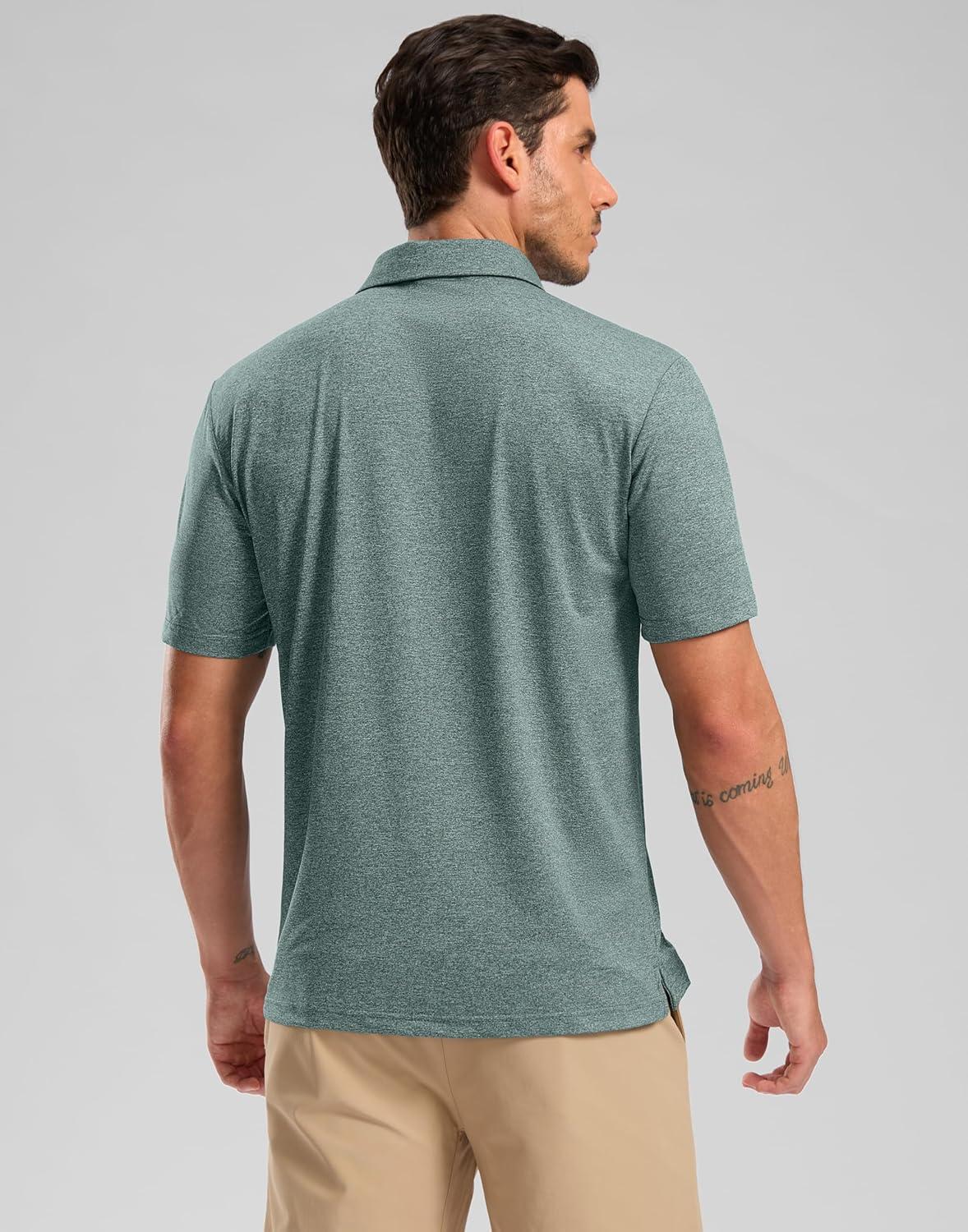 imageGolf Shirts Heather Polo Short Sleeve Dry Fit Lightweight Moisture Wicking Collared Shirts Casual Athletic BusinessGrey Sage