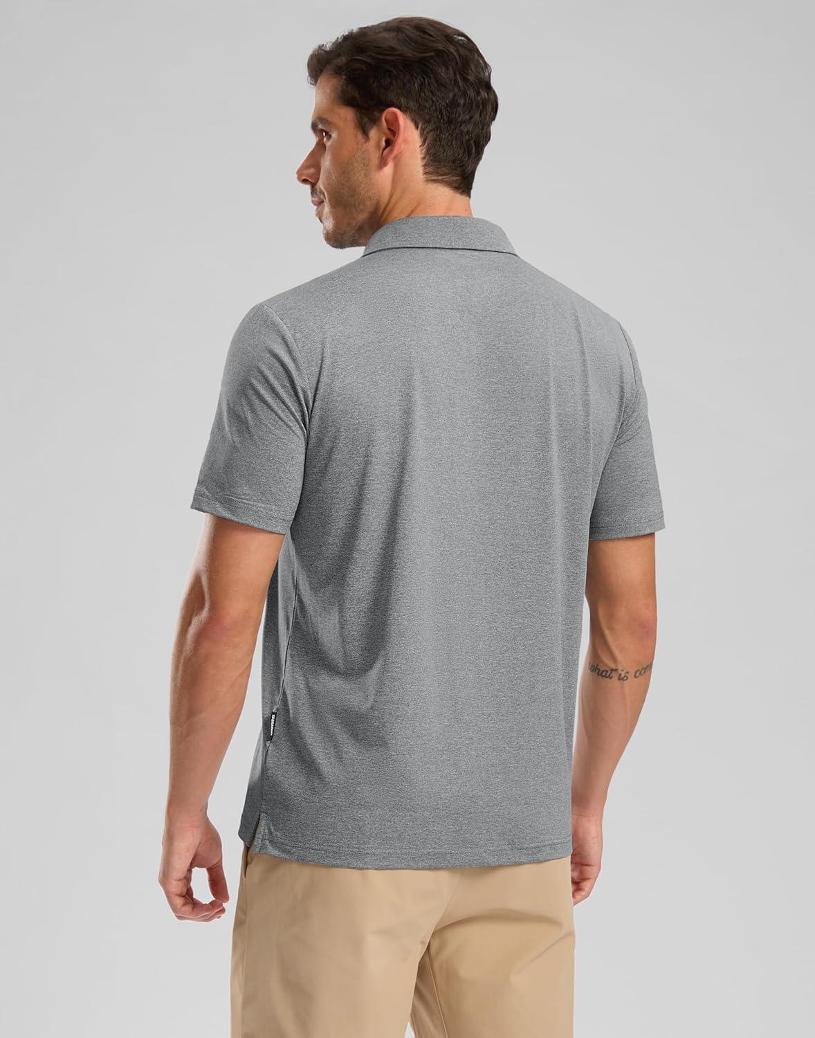 imageGolf Shirts Heather Polo Short Sleeve Dry Fit Lightweight Moisture Wicking Collared Shirts Casual Athletic BusinessLight Grey