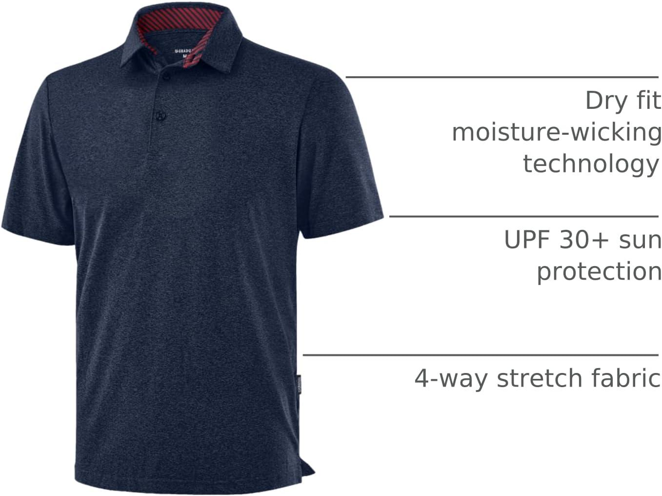 imageGolf Shirts Heather Polo Short Sleeve Dry Fit Lightweight Moisture Wicking Collared Shirts Casual Athletic BusinessNavy