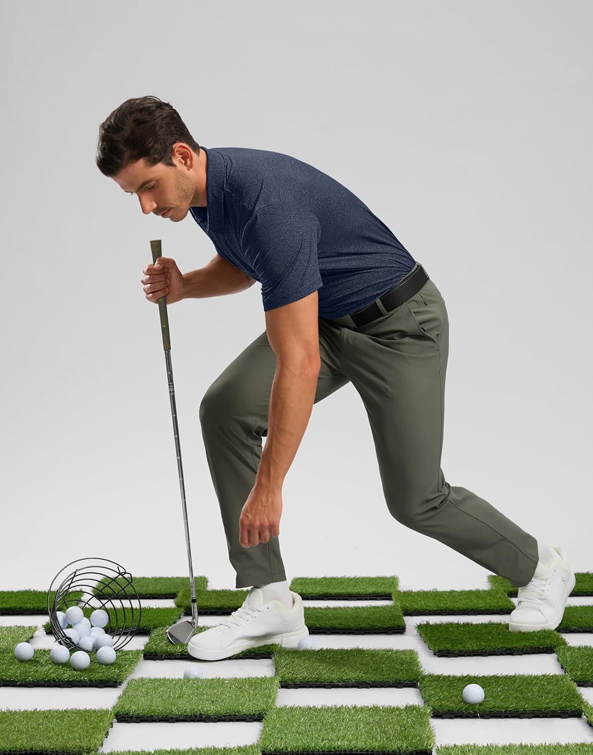 imageGolf Shirts Heather Polo Short Sleeve Dry Fit Lightweight Moisture Wicking Collared Shirts Casual Athletic BusinessNavy