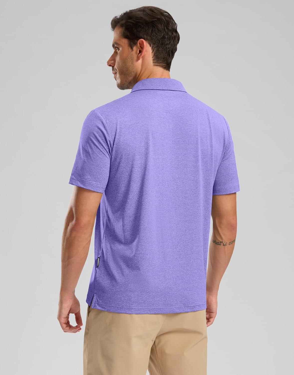 imageGolf Shirts Heather Polo Short Sleeve Dry Fit Lightweight Moisture Wicking Collared Shirts Casual Athletic BusinessPurple