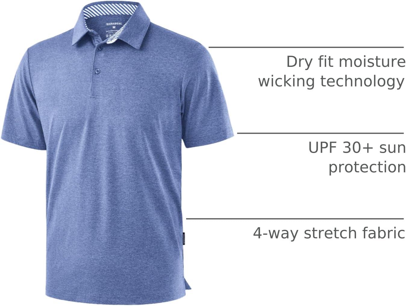 imageGolf Shirts Heather Polo Short Sleeve Dry Fit Lightweight Moisture Wicking Collared Shirts Casual Athletic BusinessRoyal Blue