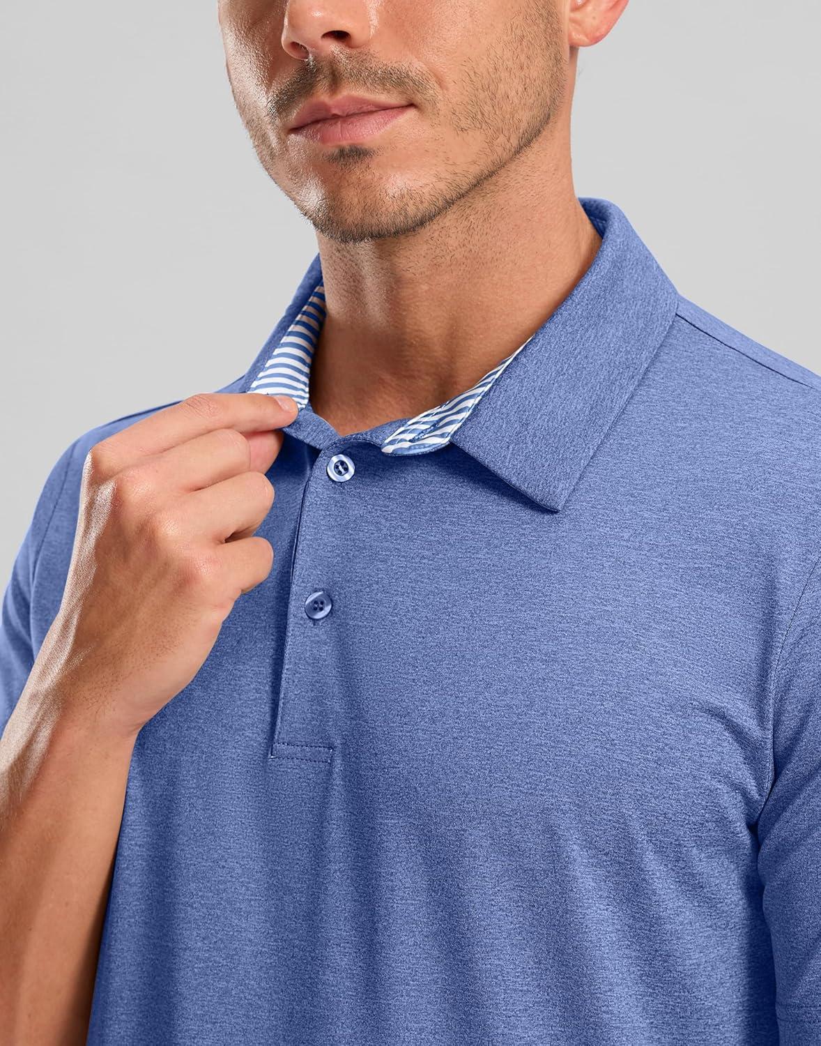 imageGolf Shirts Heather Polo Short Sleeve Dry Fit Lightweight Moisture Wicking Collared Shirts Casual Athletic BusinessRoyal Blue