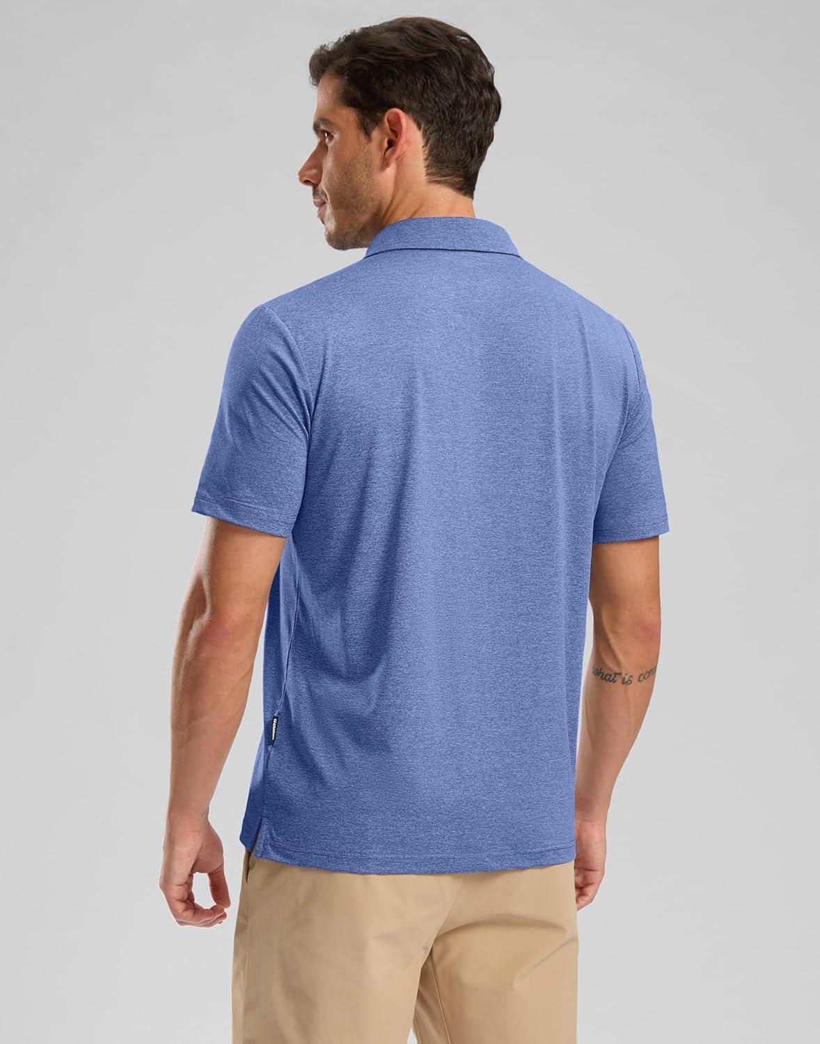 imageGolf Shirts Heather Polo Short Sleeve Dry Fit Lightweight Moisture Wicking Collared Shirts Casual Athletic BusinessRoyal Blue