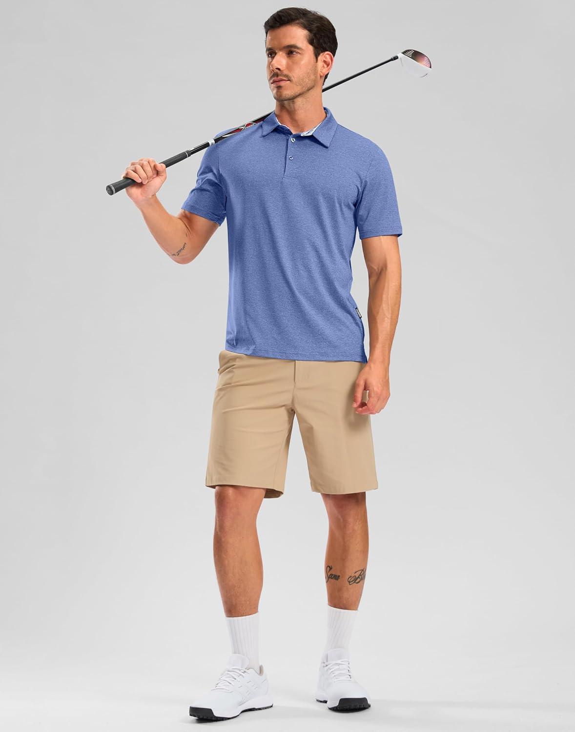 imageGolf Shirts Heather Polo Short Sleeve Dry Fit Lightweight Moisture Wicking Collared Shirts Casual Athletic BusinessRoyal Blue