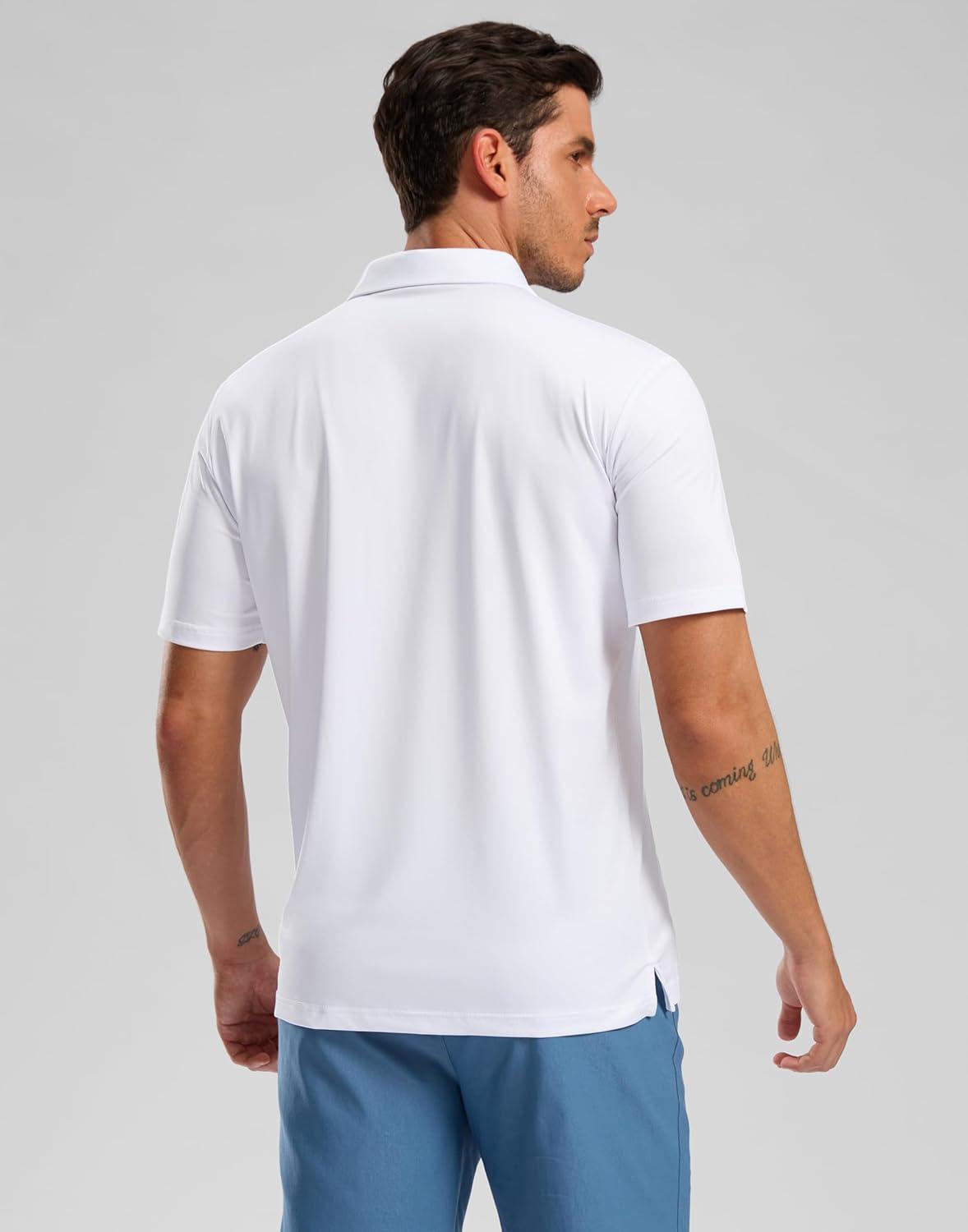 imageGolf Shirts Heather Polo Short Sleeve Dry Fit Lightweight Moisture Wicking Collared Shirts Casual Athletic BusinessWhite